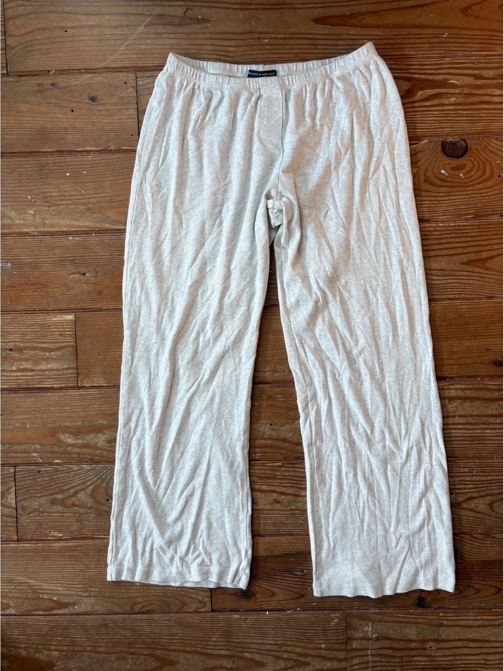 Brandy Melville Cream Pointelle Knit Lounge Pants One Siz